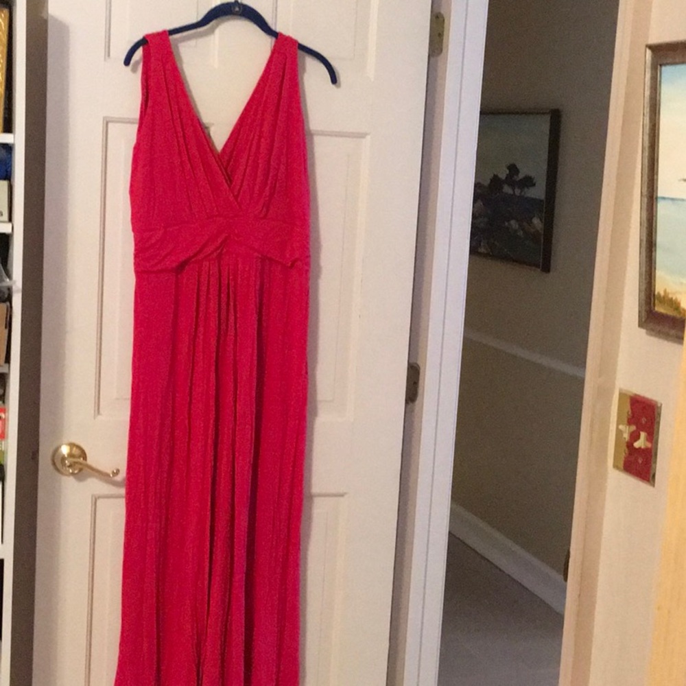 EUC,IMAN,1XP,Cotton,RED,step in design,gathered waist,sleeveless,maxi dress - Picture 1 of 9
